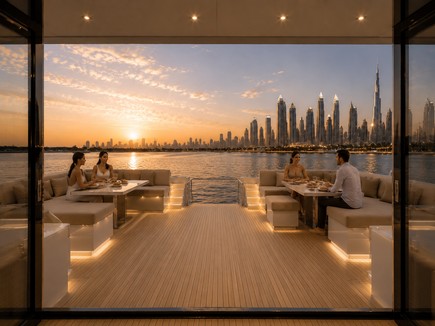 60H outdoor lounge viewed from the interior — design rendering