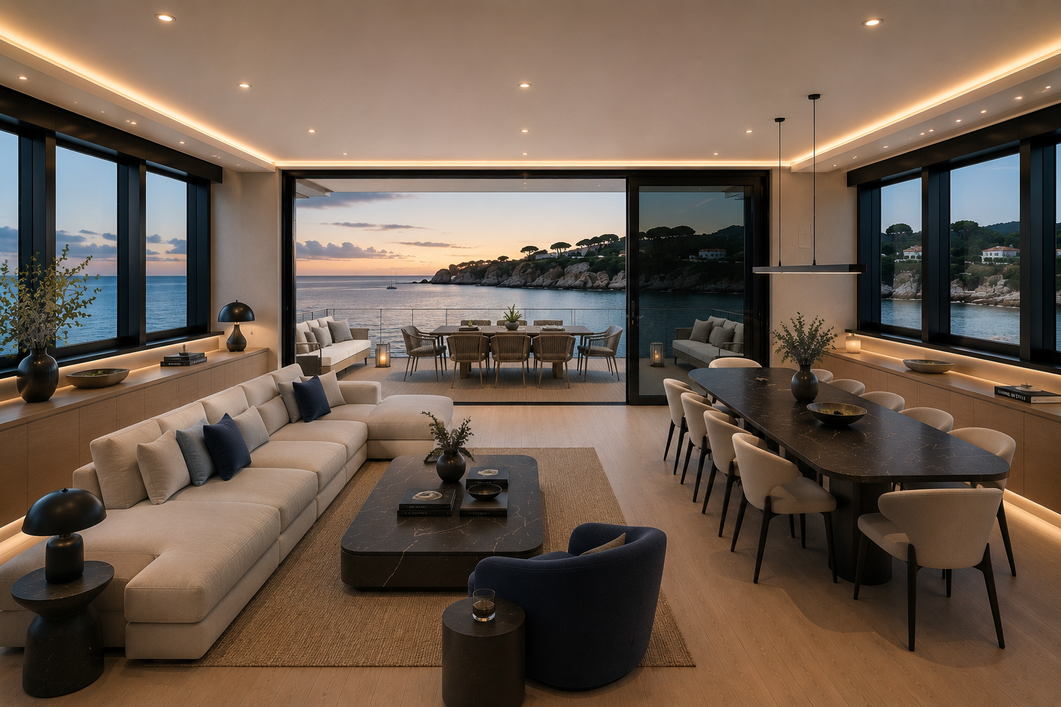 Bespoke 60H saloon at sunset